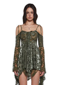 F is For Fairies Handkerchief Dress – Green Velvet Lace