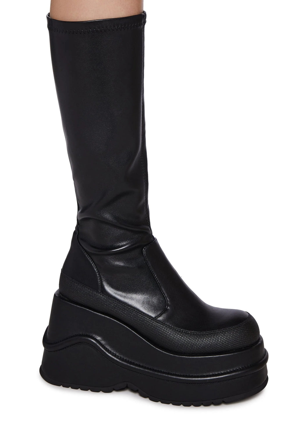 New Fans Wedge Stretch Boots – Black