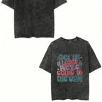 Men'S & Women'S Funny Gym T-Shirt - Vintage Washed Oversized Fit with "Everything Hurts & I'm Hungry" & "Get In Loser We're Going to the Gym" Slogans - Dark Gray Retro Workout Shirt with joyful Face & Motivational Print - Relaxed