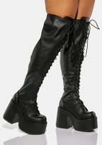 Camel-300WC Platform Wide Calf Thigh High Boots