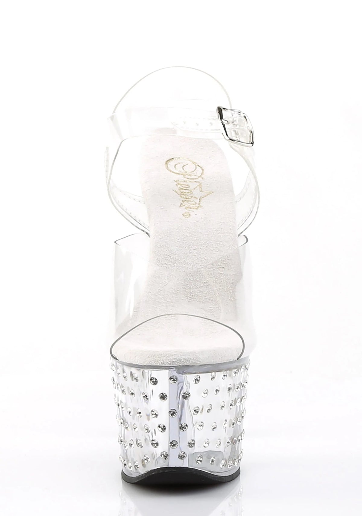 Stardust-708 Platform Ankle Strap Sandals-Clear