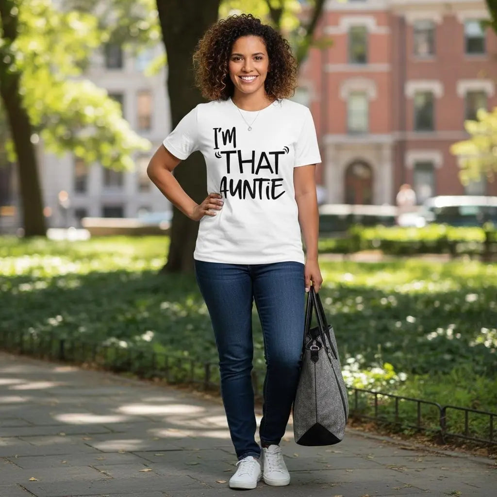 Cotton I'm That Auntie Funny Best Aunt Tee T-Shirt Women's SummerClassic Soft Crew Neck Tee Tops