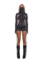 Outro Shredded Romper With Shrug