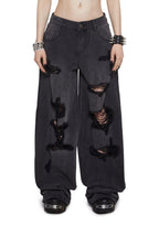 Sinful Attitude Wide Leg Jeans – Distressed Grey