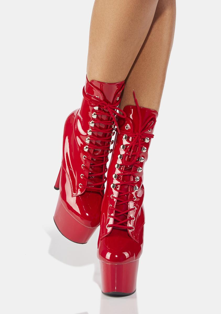 Adore-1020 Platform Ankle Boots-Red