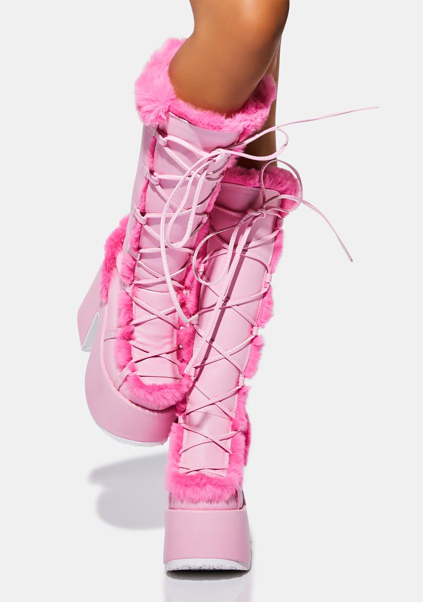 Pure Vigilance Platform Boots- Hot Pink