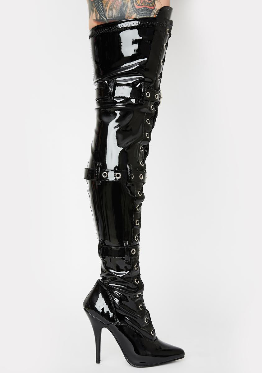 Seduce-3028 Thigh High Boots-Black