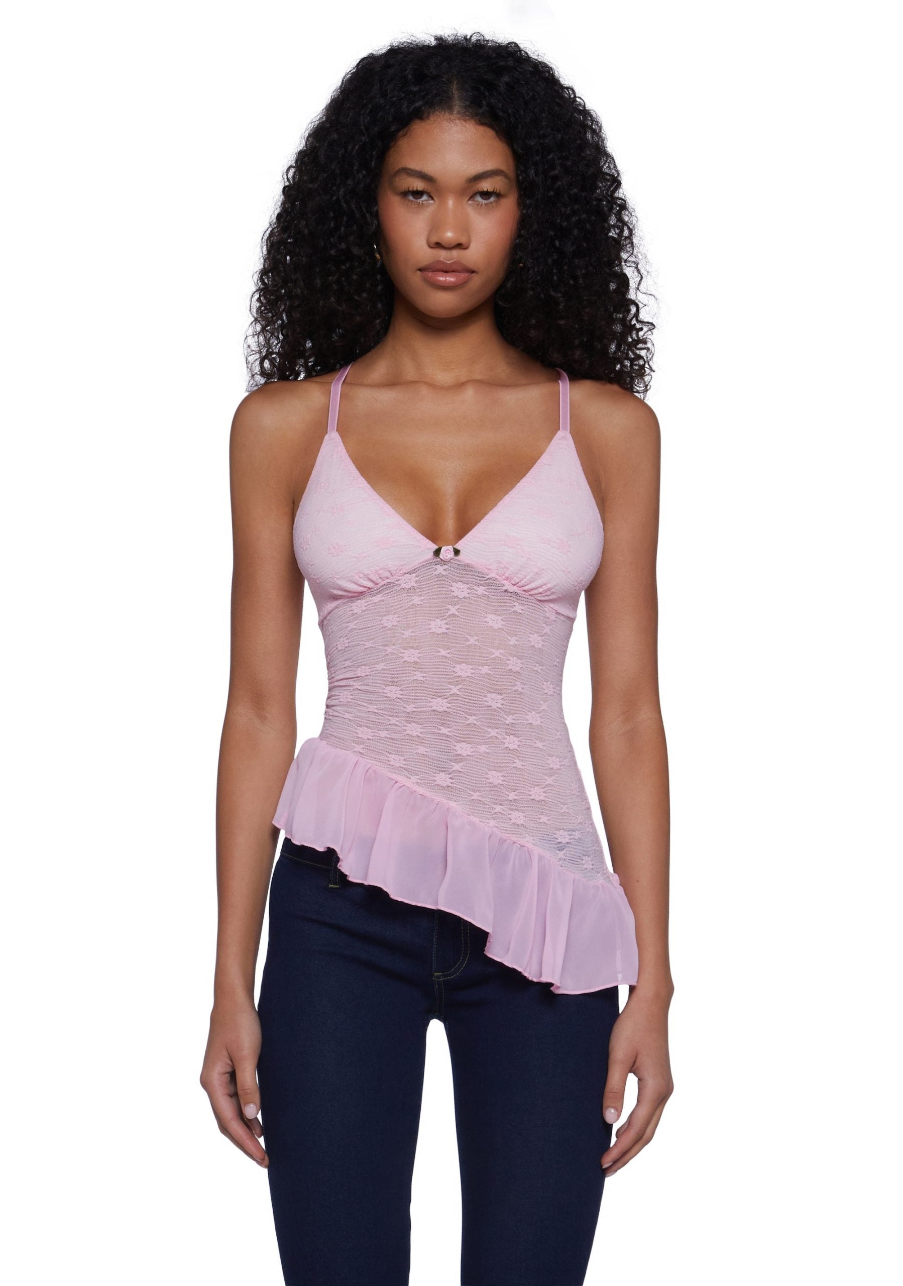 Flirty Attitude Lace Top – Pink