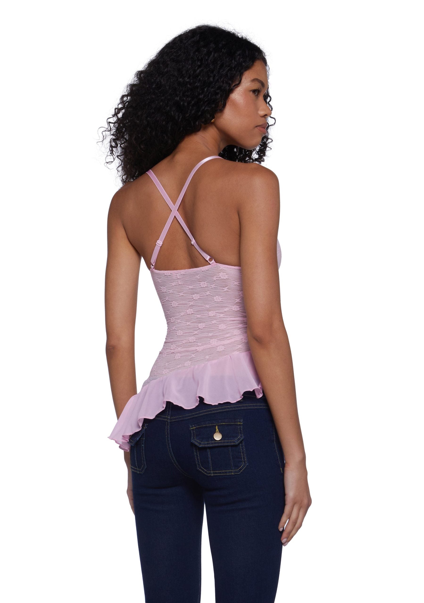 Flirty Attitude Lace Top – Pink