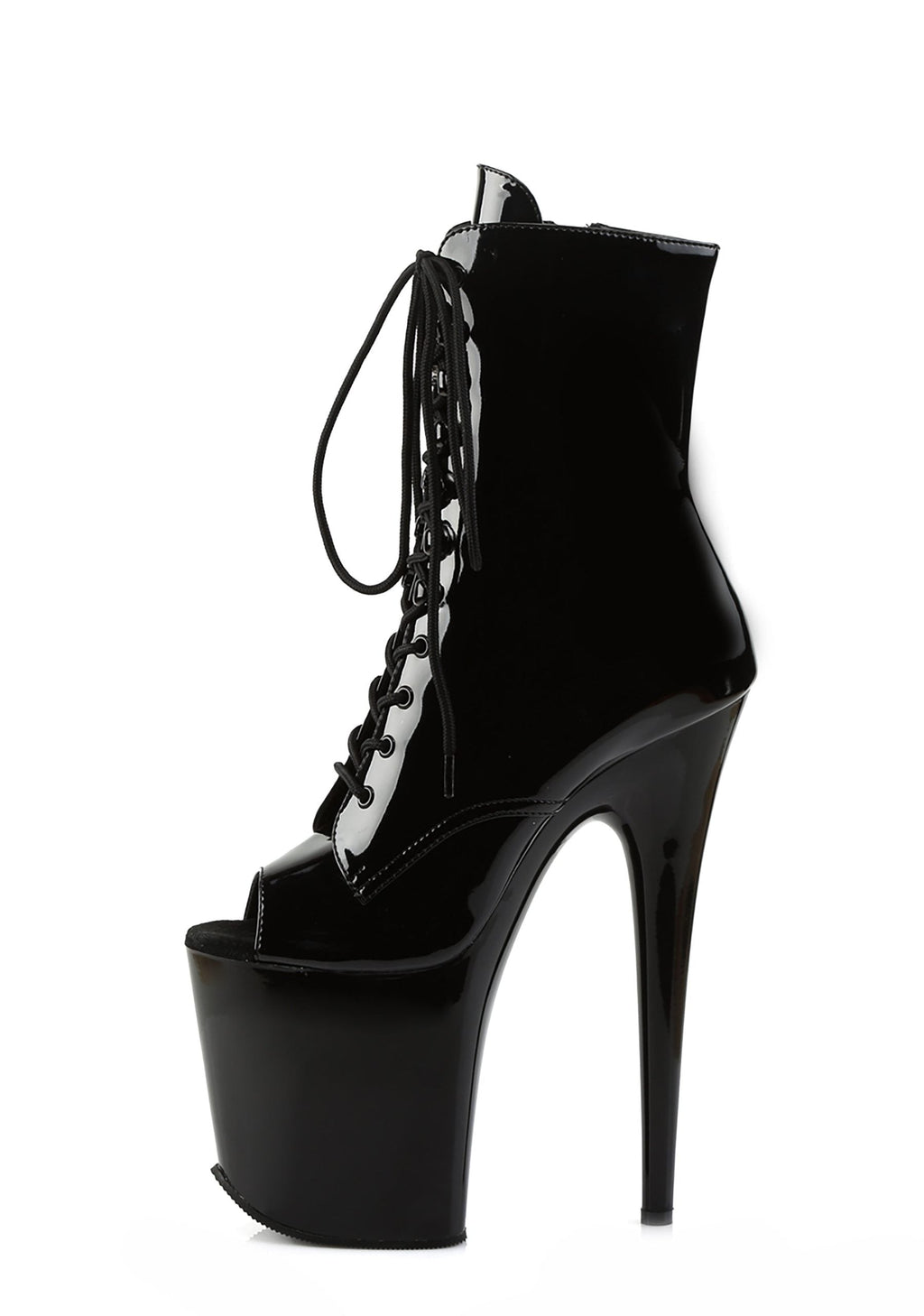 Flamingo-1021 Platform Peep Toe Ankle Boots-Black