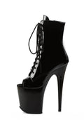 Flamingo-1021 Platform Peep Toe Ankle Boots-Black