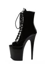 Flamingo-1021 Platform Peep Toe Ankle Boots-Black
