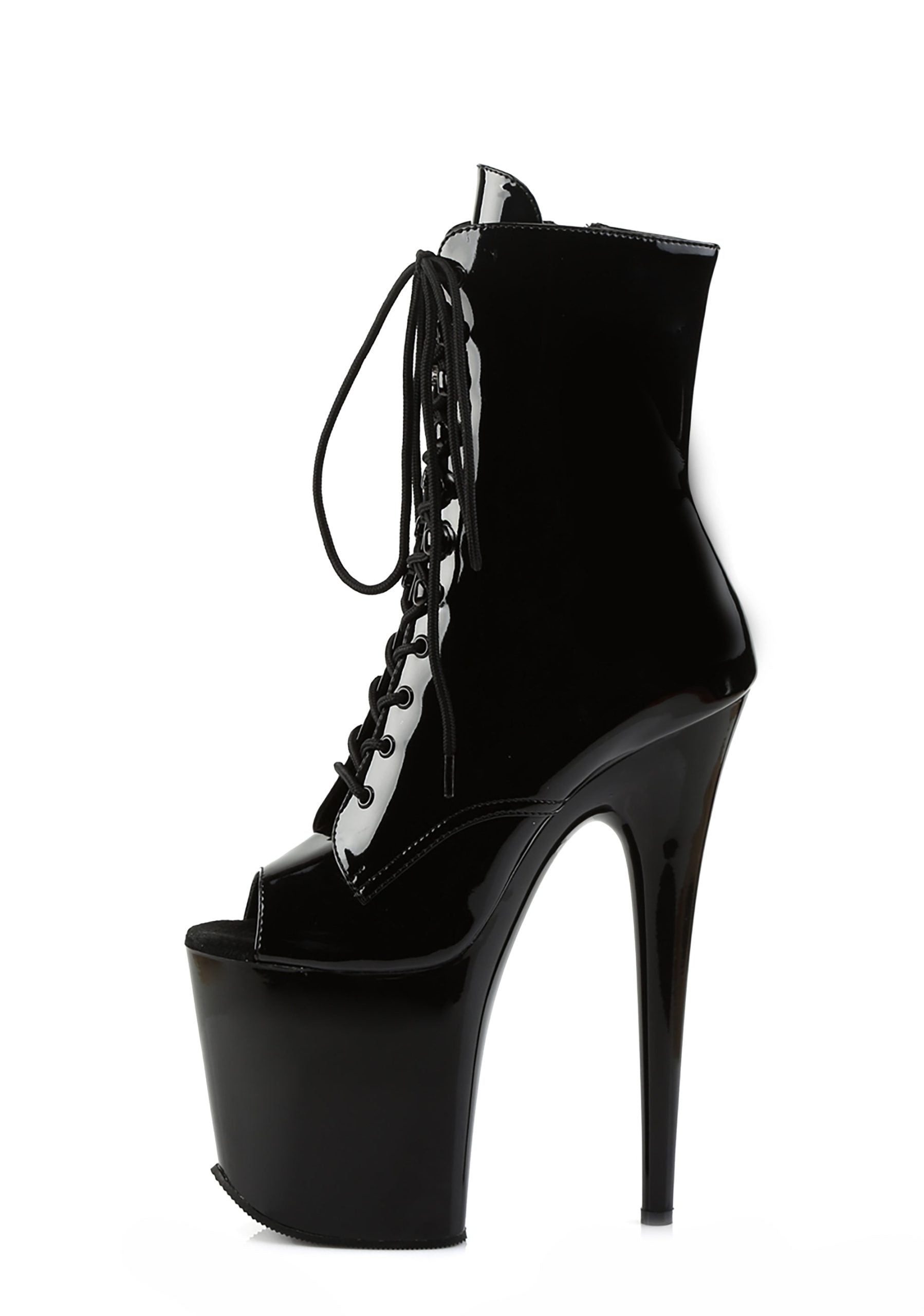 Flamingo-1021 Platform Peep Toe Ankle Boots-Black