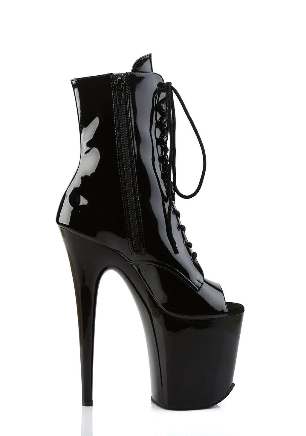 Flamingo-1021 Platform Peep Toe Ankle Boots-Black