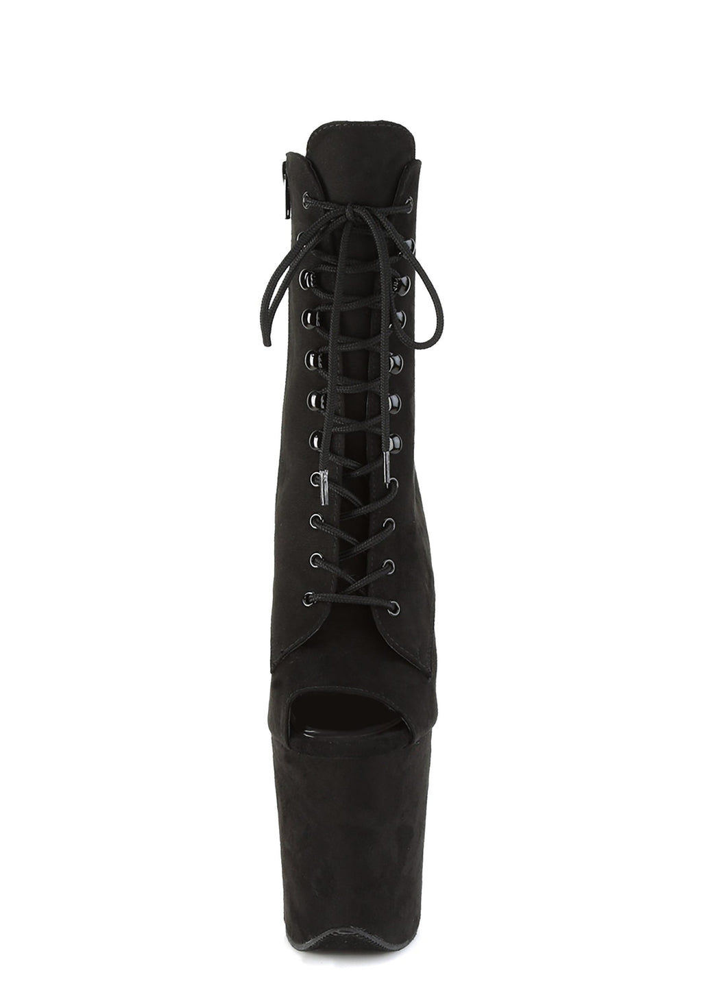 Flamingo-1021 Platform Peep Toe Ankle Boots-Black
