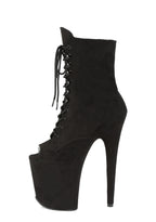 Flamingo-1021 Platform Peep Toe Ankle Boots-Black
