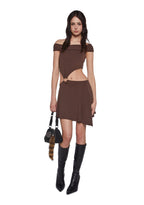 Seductive Gaze Cut Out Dress – Brown