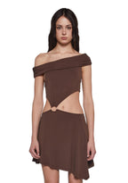 Seductive Gaze Cut Out Dress – Brown