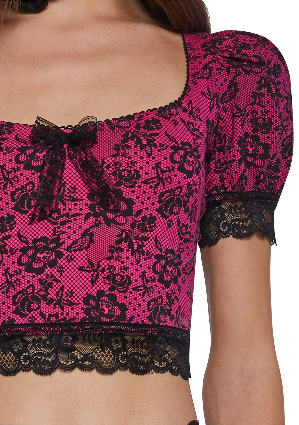 Lace Print Crop Top