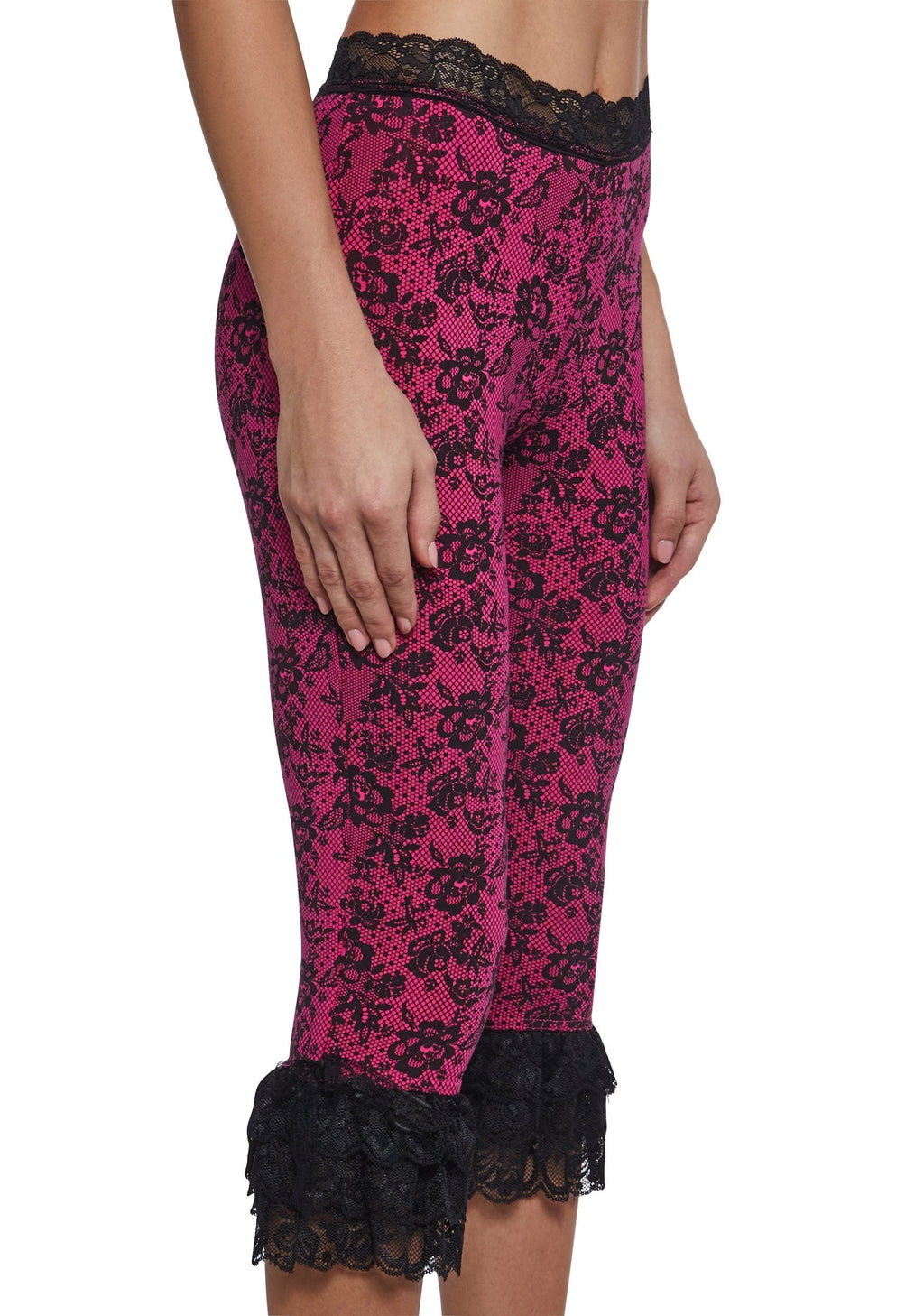Lace Print Capri Pants