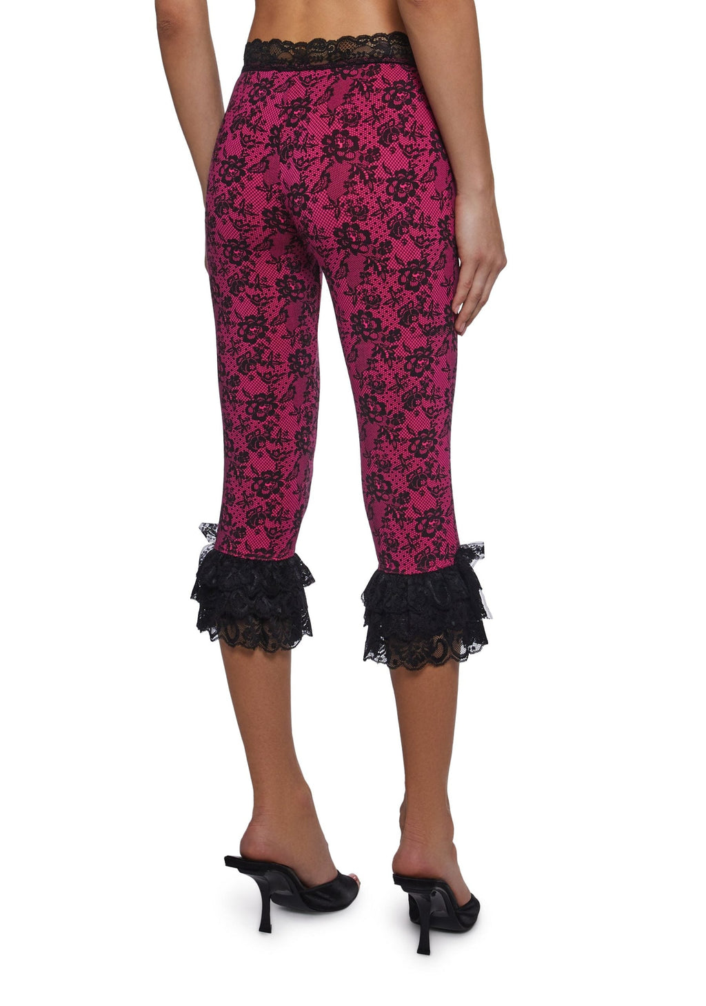 Lace Print Capri Pants