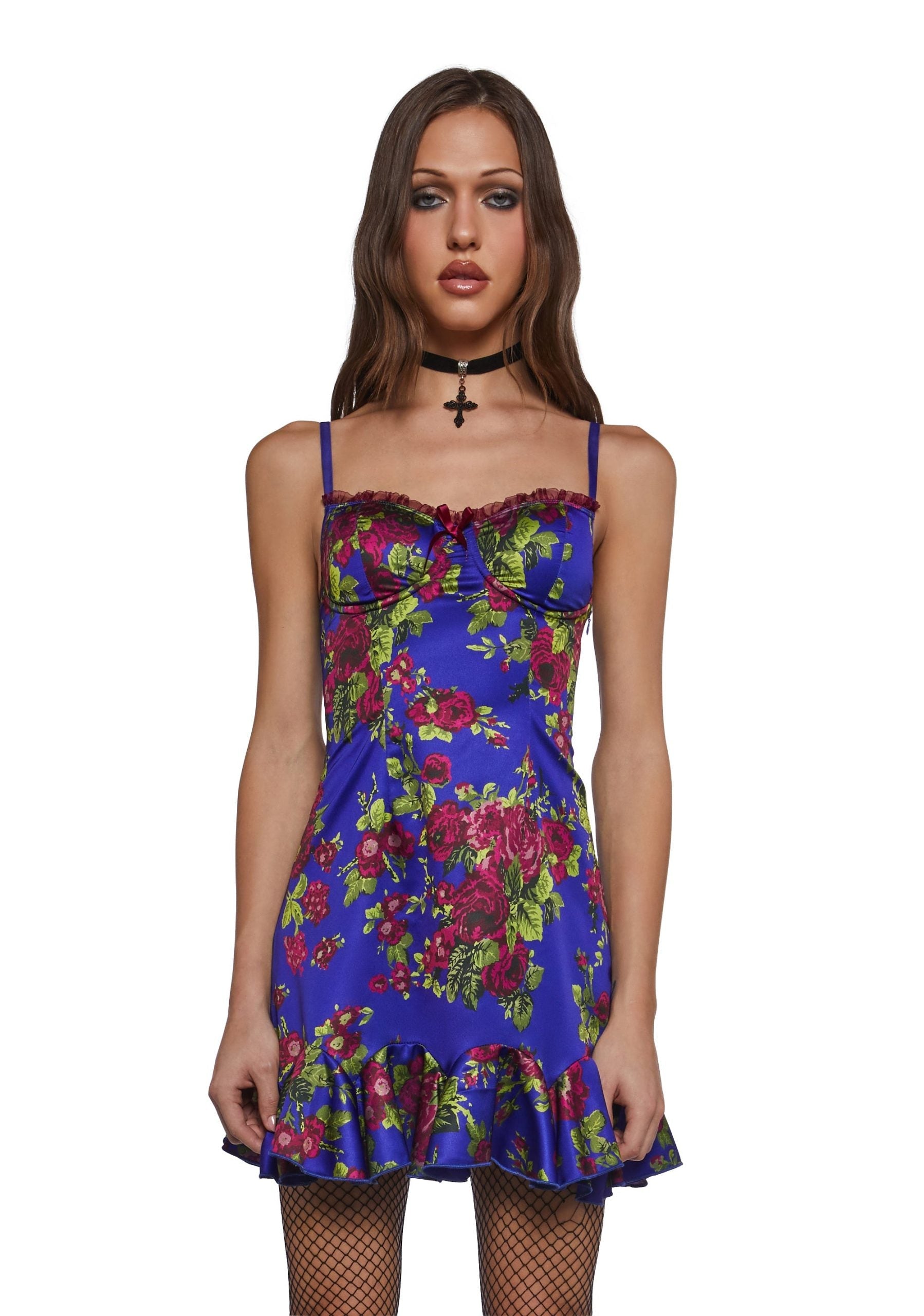 Floral Satin Slip Dress
