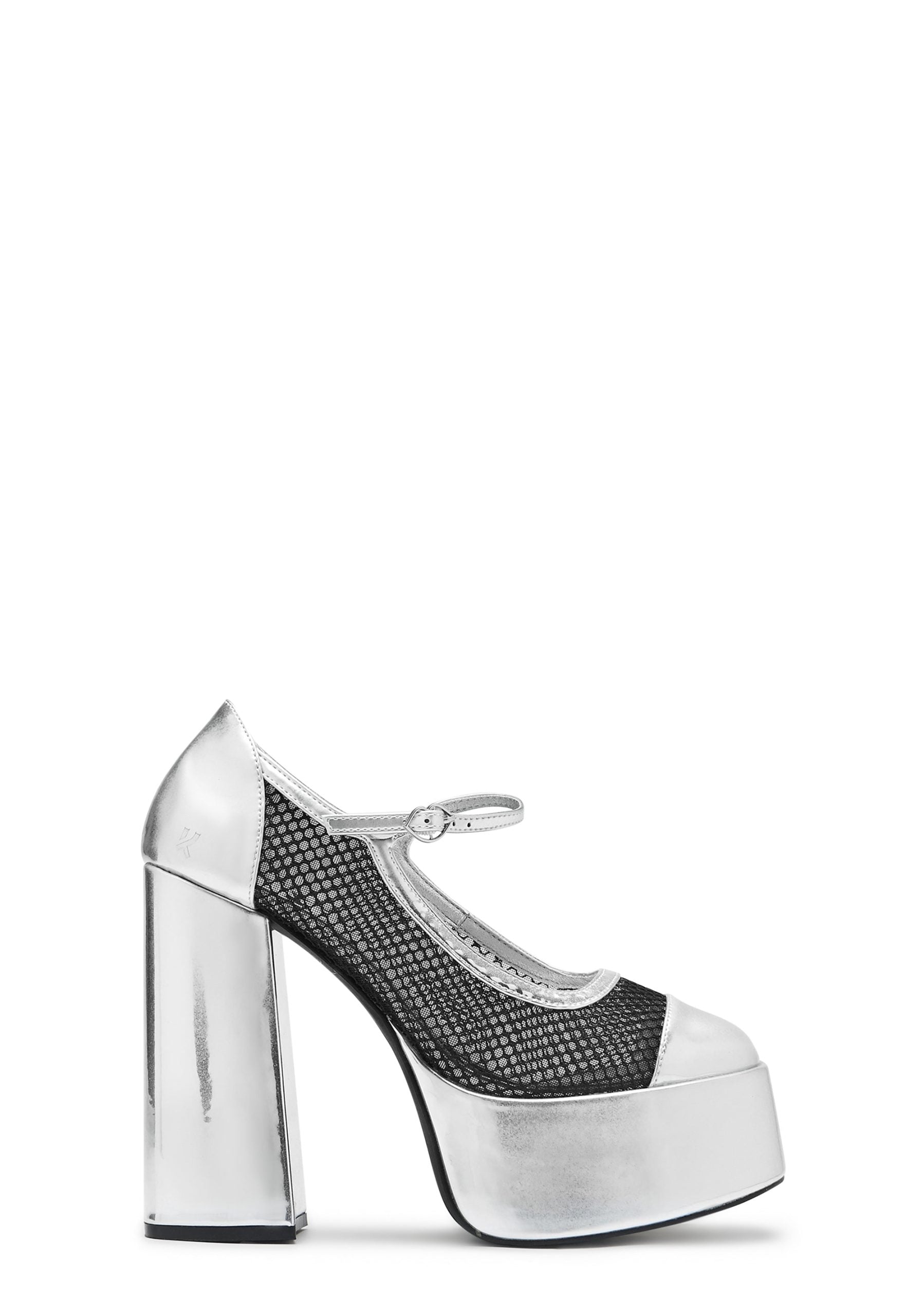 Regular Frankie Fan Fishnet Platform Heels – White