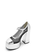 Regular Frankie Fan Fishnet Platform Heels – White