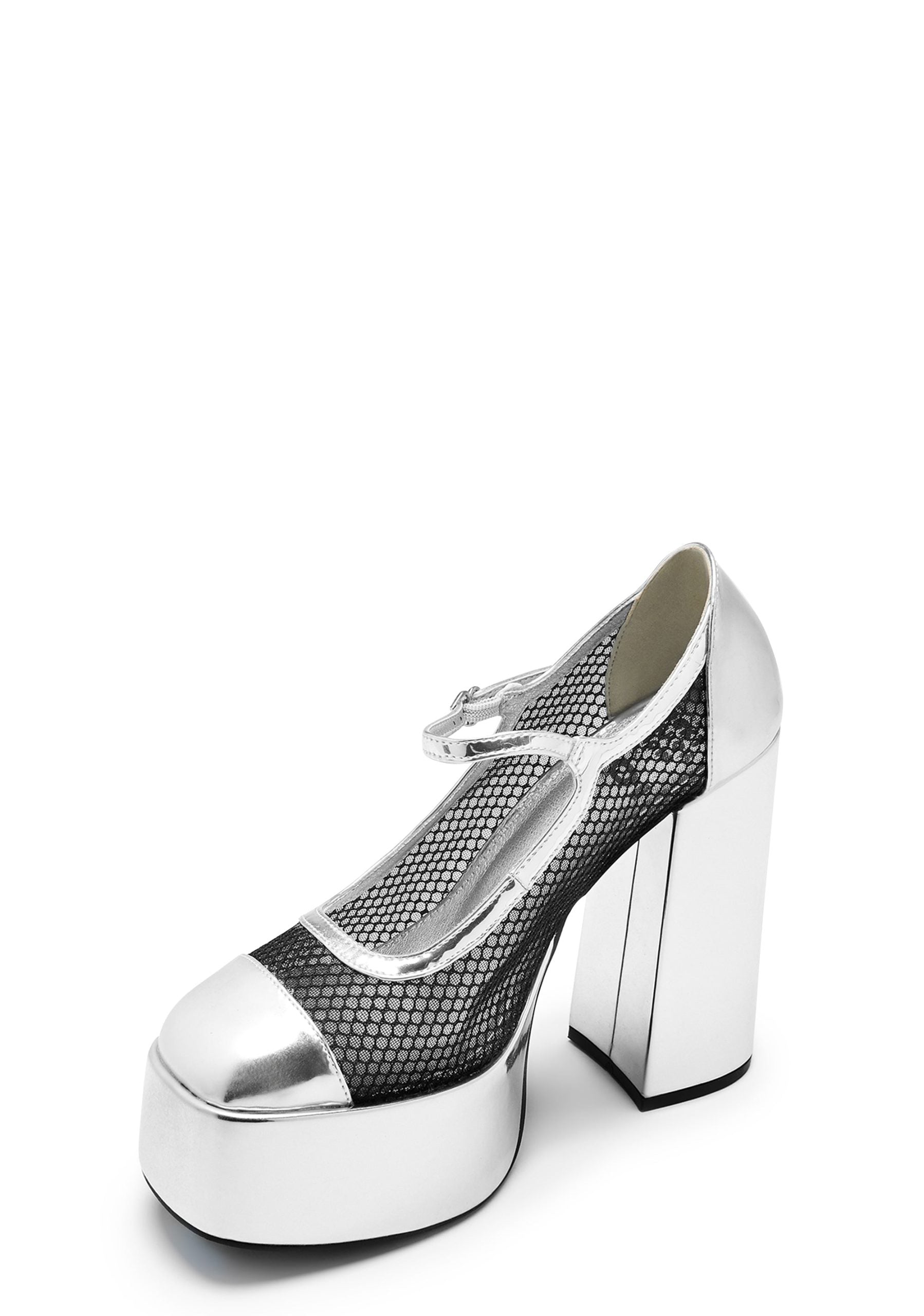 Regular Frankie Fan Fishnet Platform Heels – White