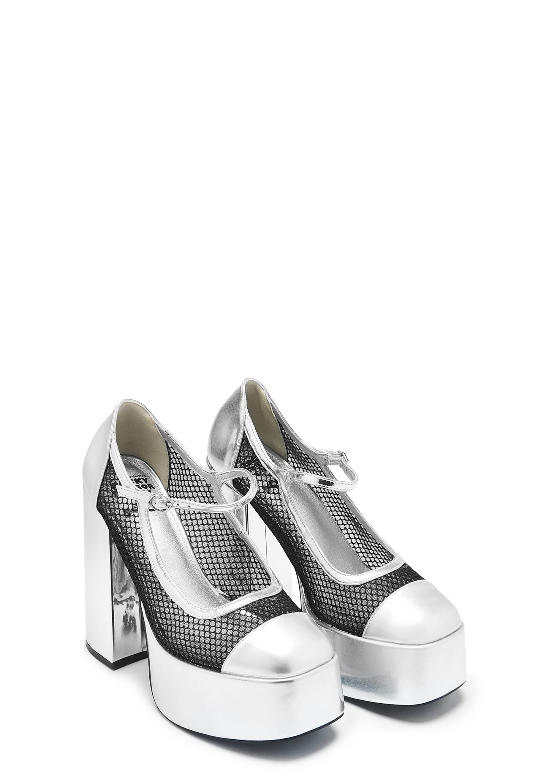 Regular Frankie Fan Fishnet Platform Heels – White
