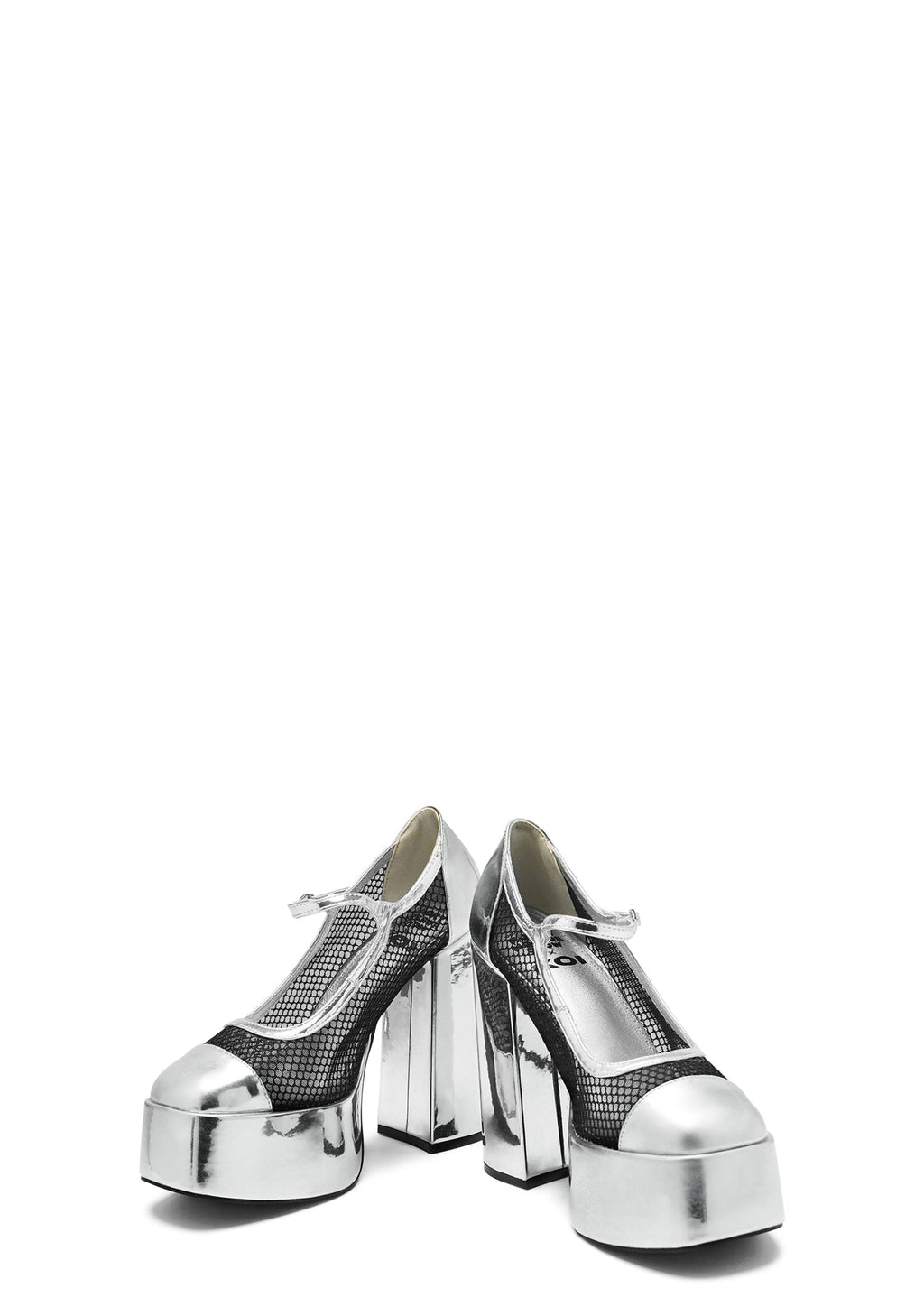 Regular Frankie Fan Fishnet Platform Heels – White