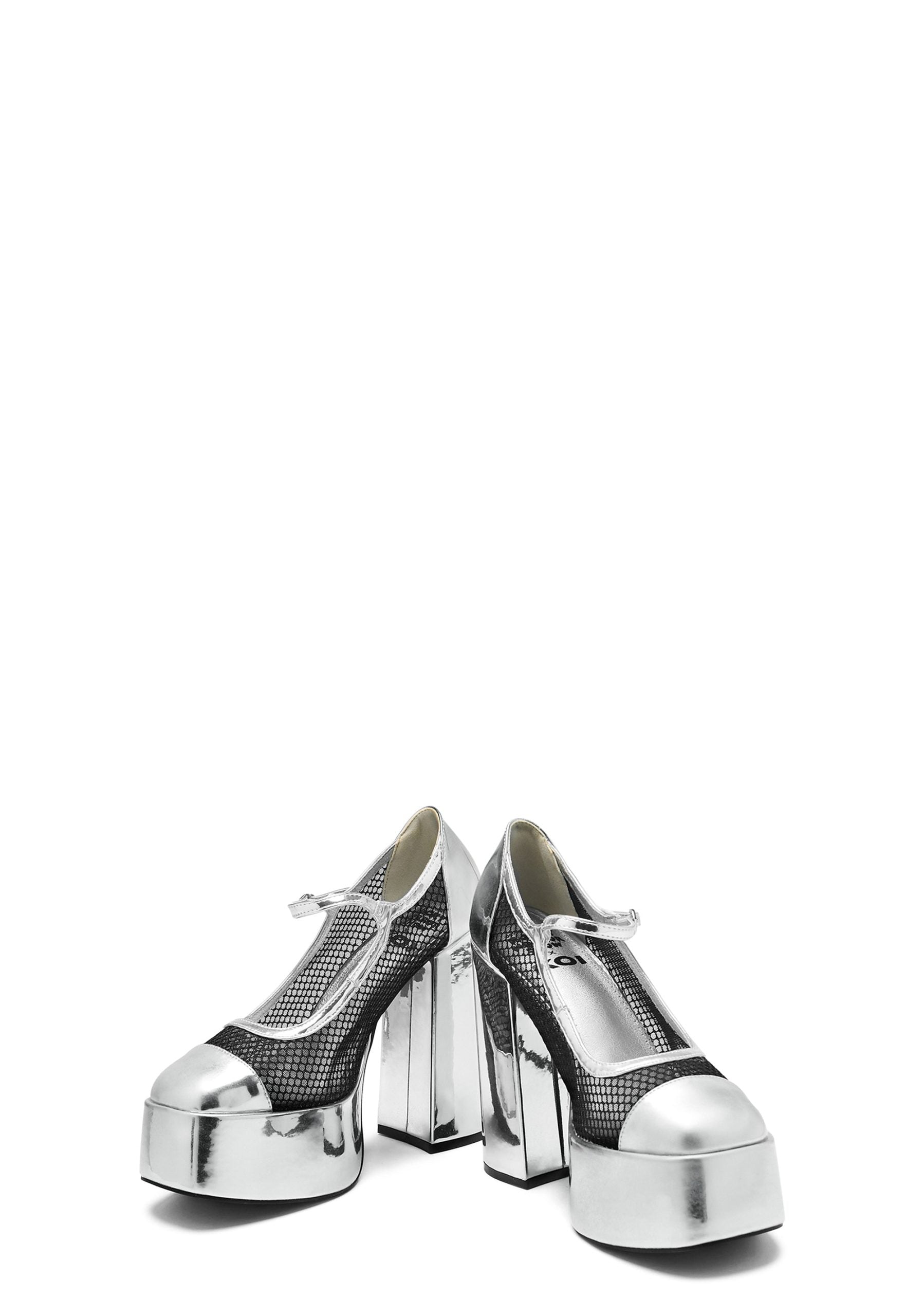 Regular Frankie Fan Fishnet Platform Heels – White