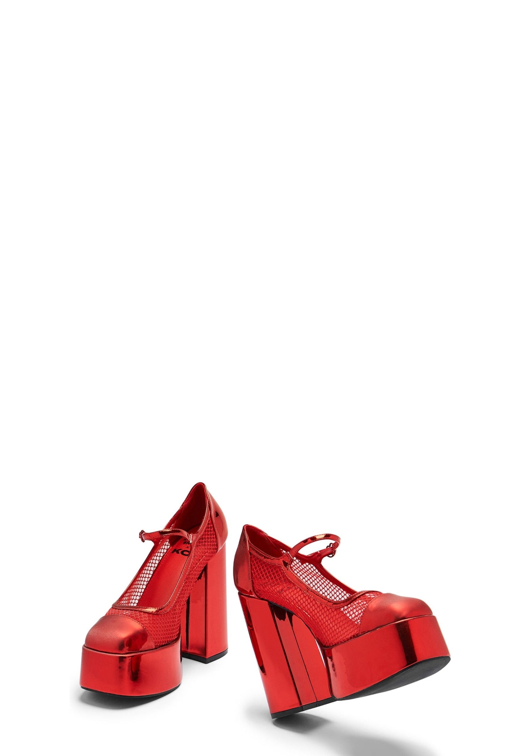 Regular Frankie Fan Fishnet Platform Heels – Red