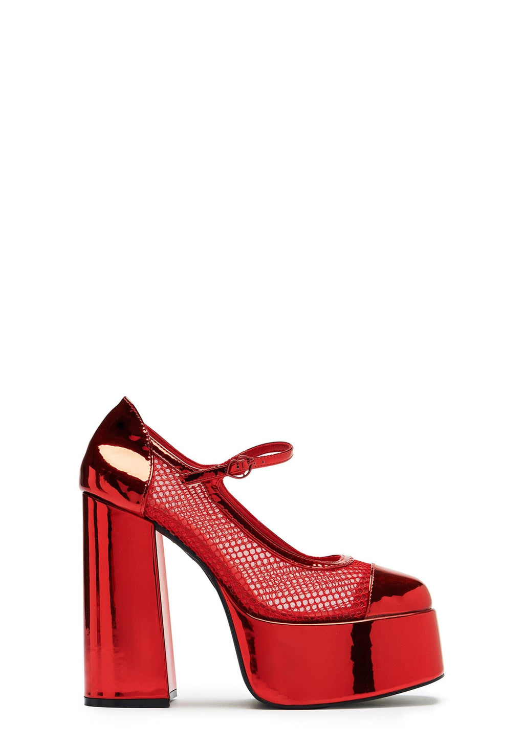 Regular Frankie Fan Fishnet Platform Heels – Red