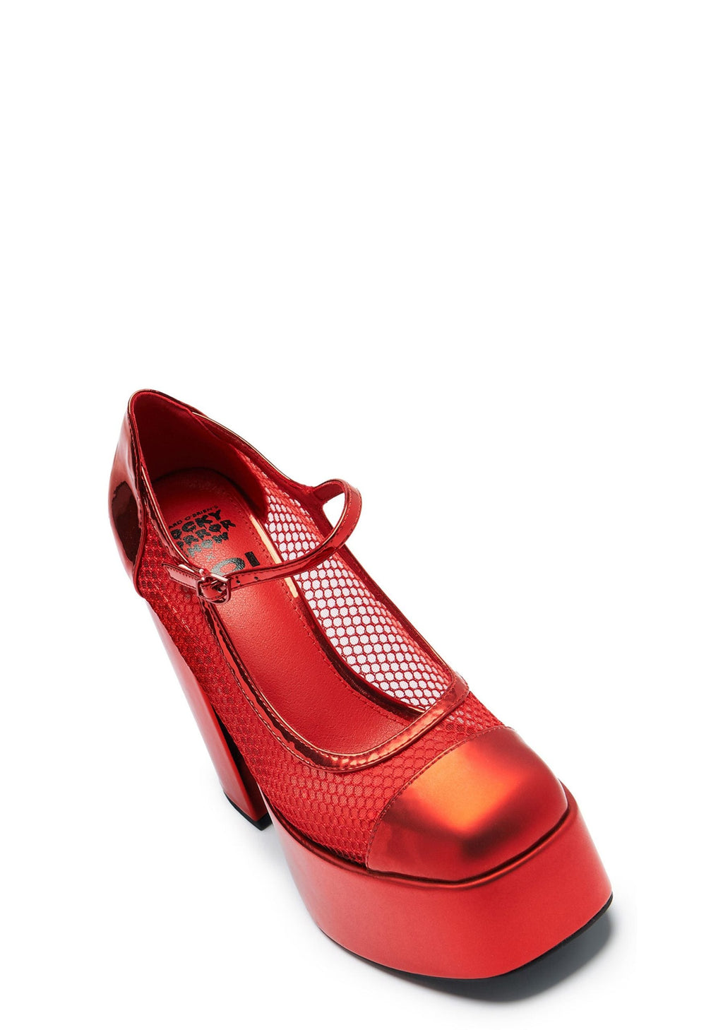 Regular Frankie Fan Fishnet Platform Heels – Red