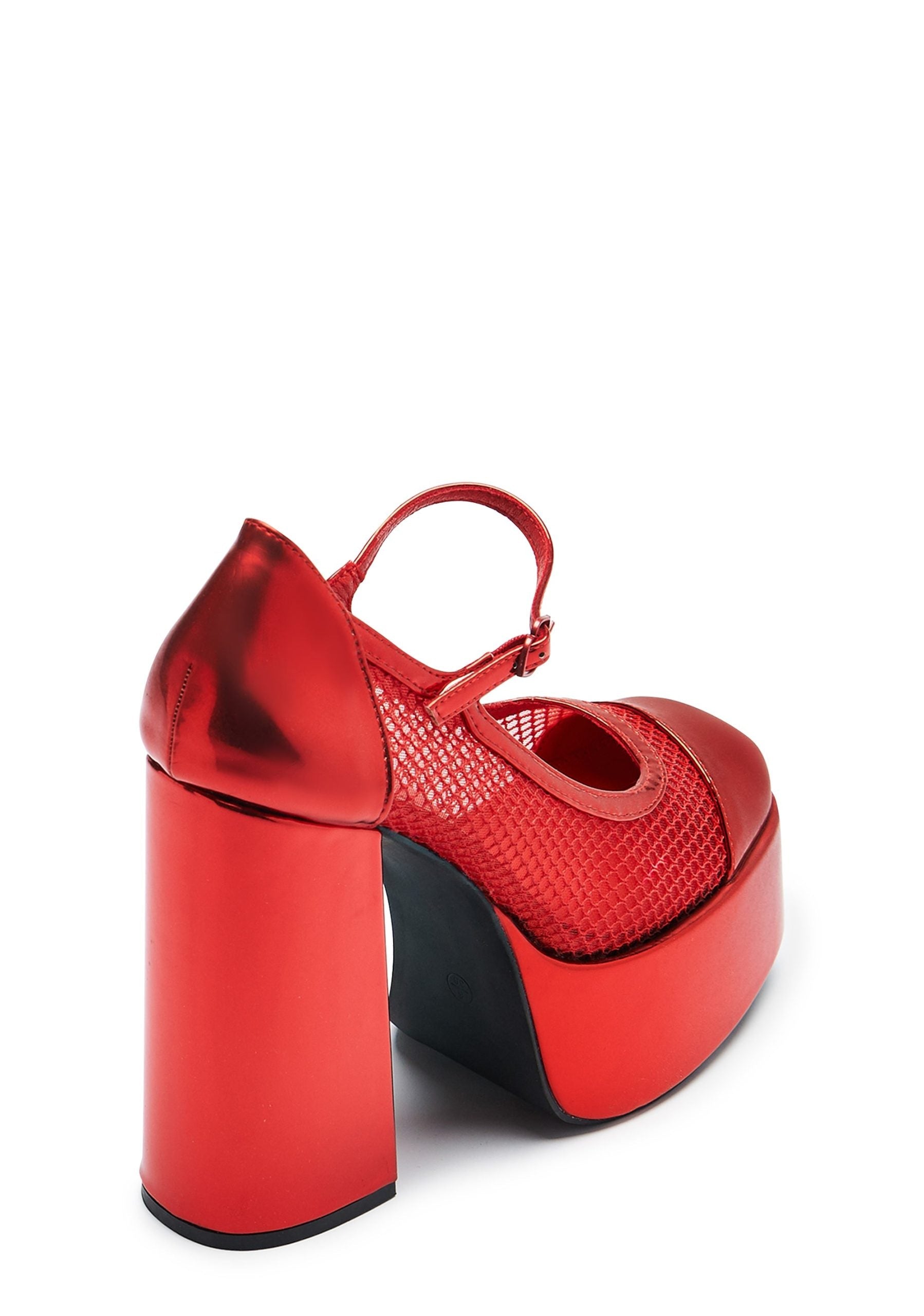 Regular Frankie Fan Fishnet Platform Heels – Red