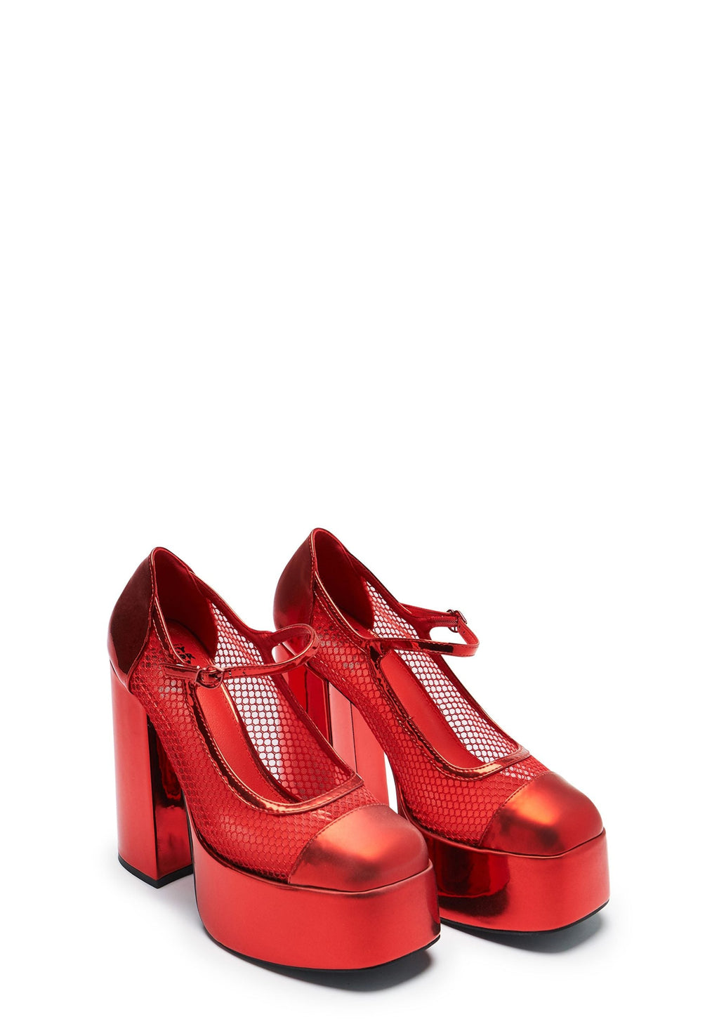 Regular Frankie Fan Fishnet Platform Heels – Red