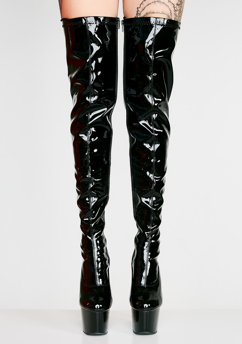 Adore-3063 Platform Thigh High Boots-Black
