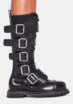 Riot-18BK Unisex Knee High Boots