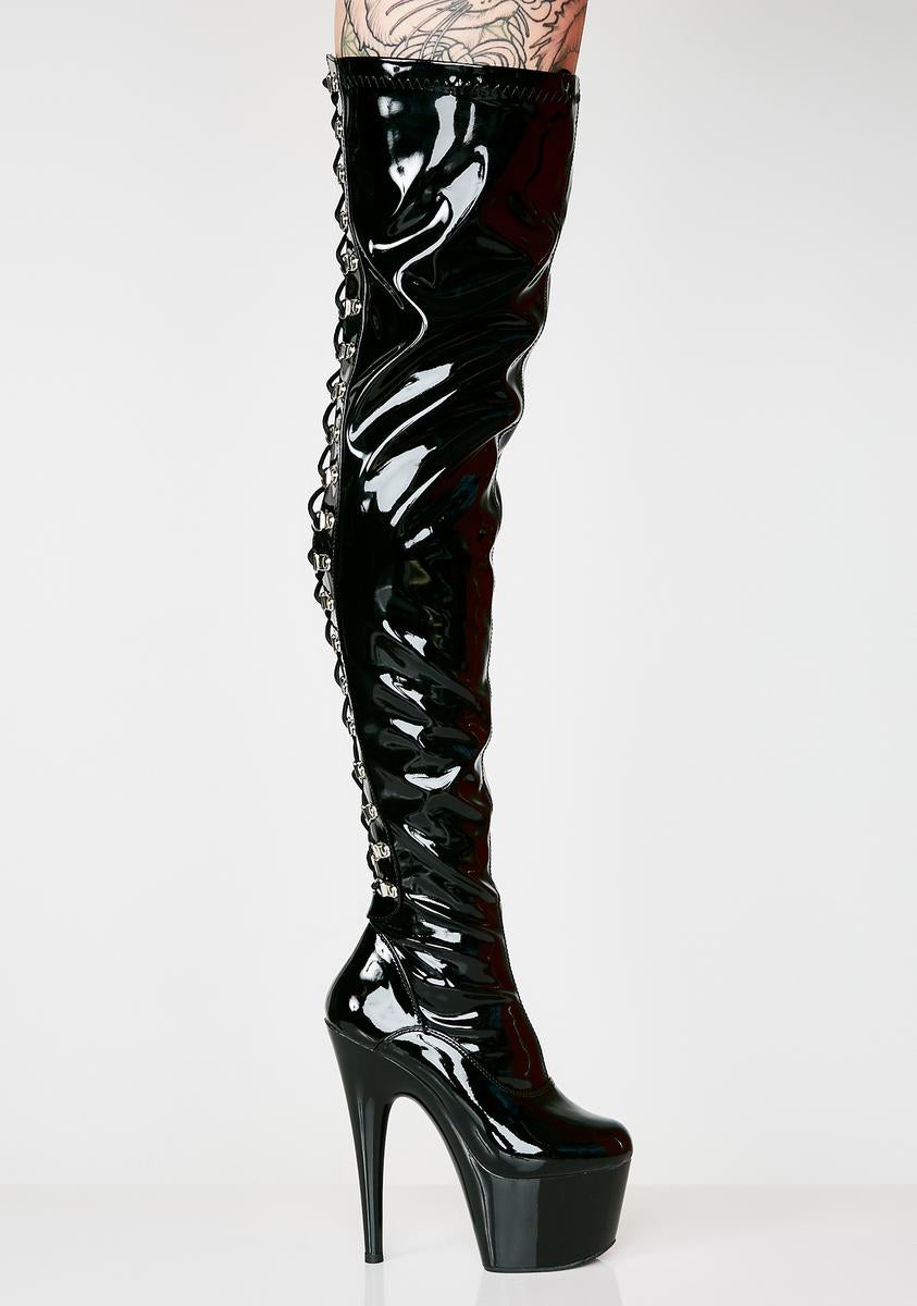 Adore-3063 Platform Thigh High Boots-Black