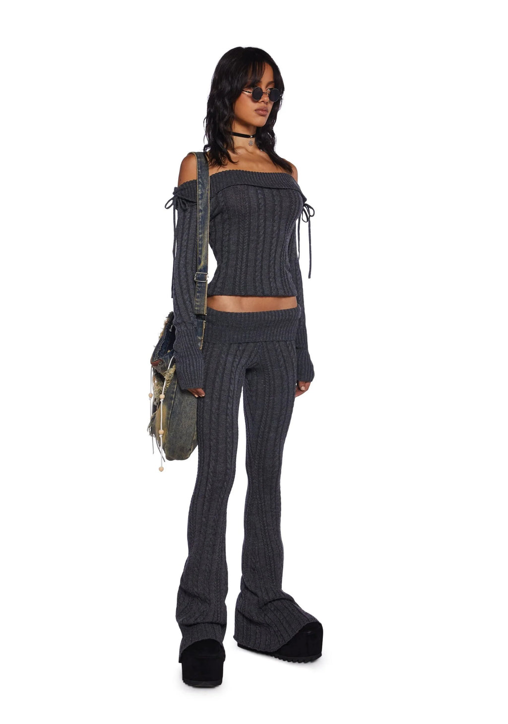 Deep Thoughts Flare Pants – Gray