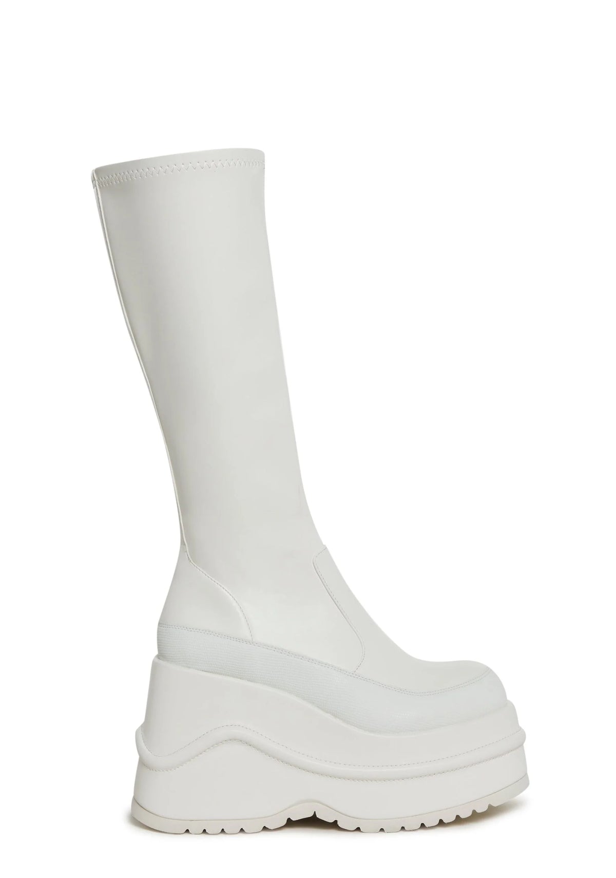 New Fans Wedge Stretch Boots – White