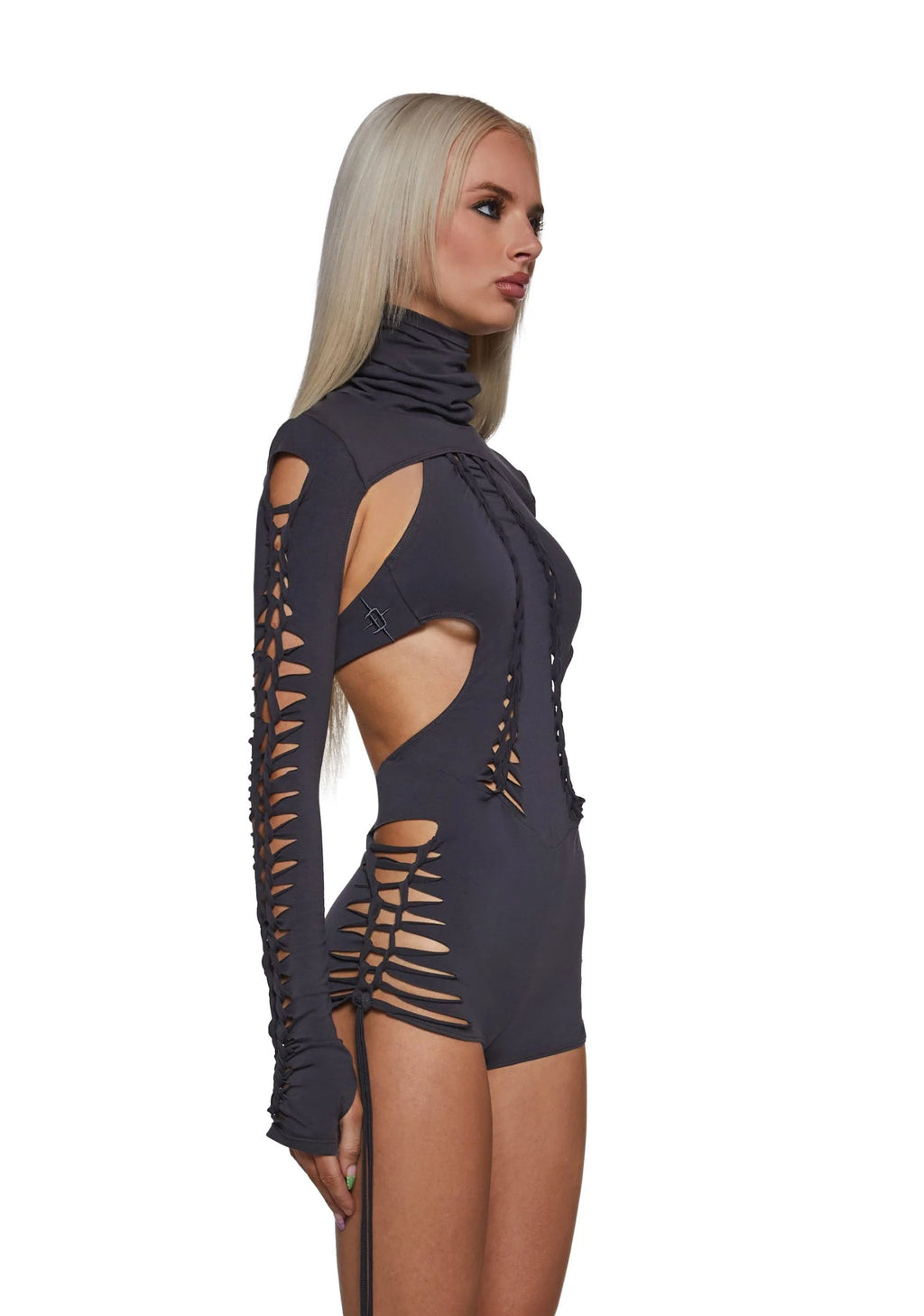 Outro Shredded Romper With Shrug
