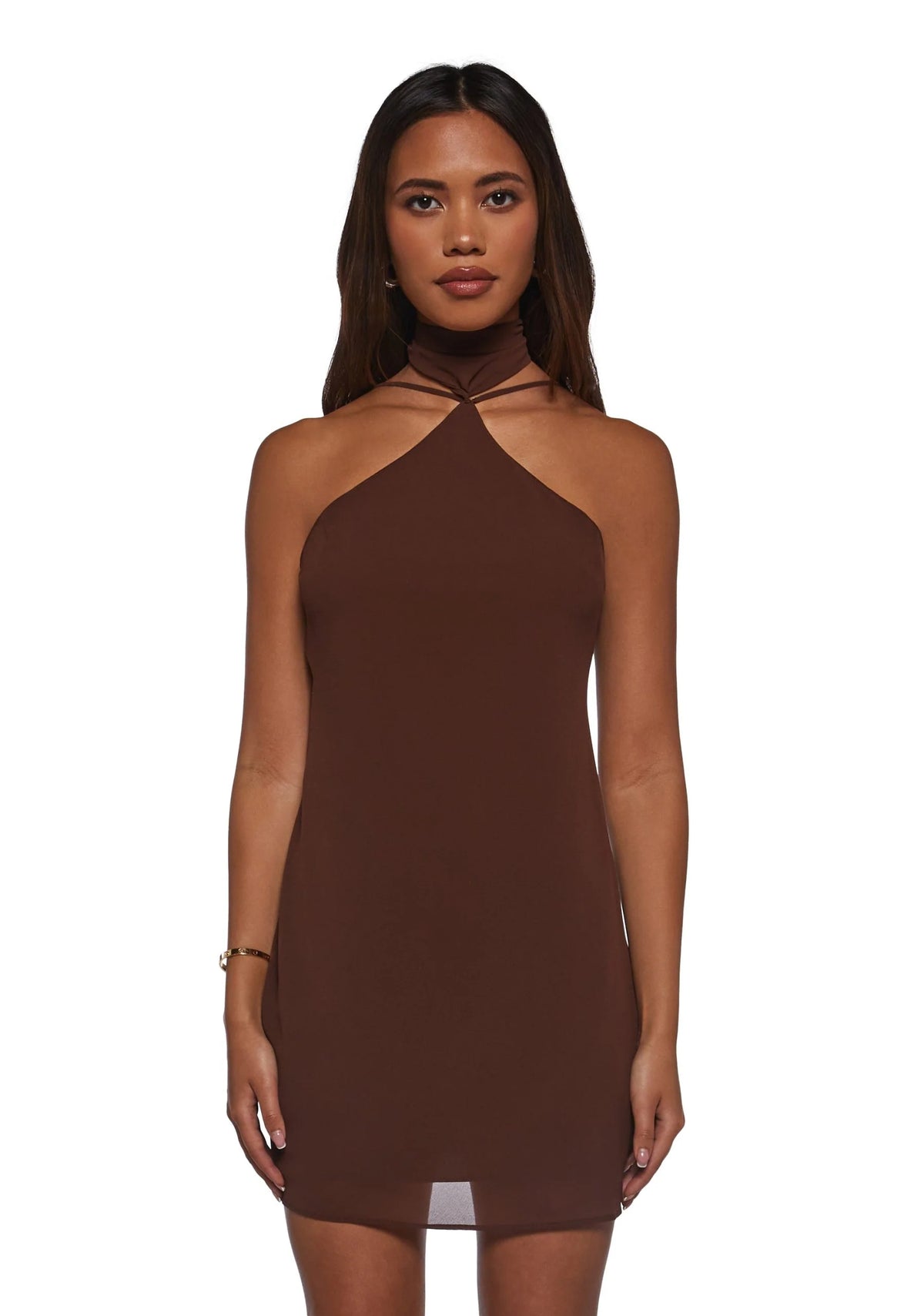 Latest Nightspot Halter Dress – Brown