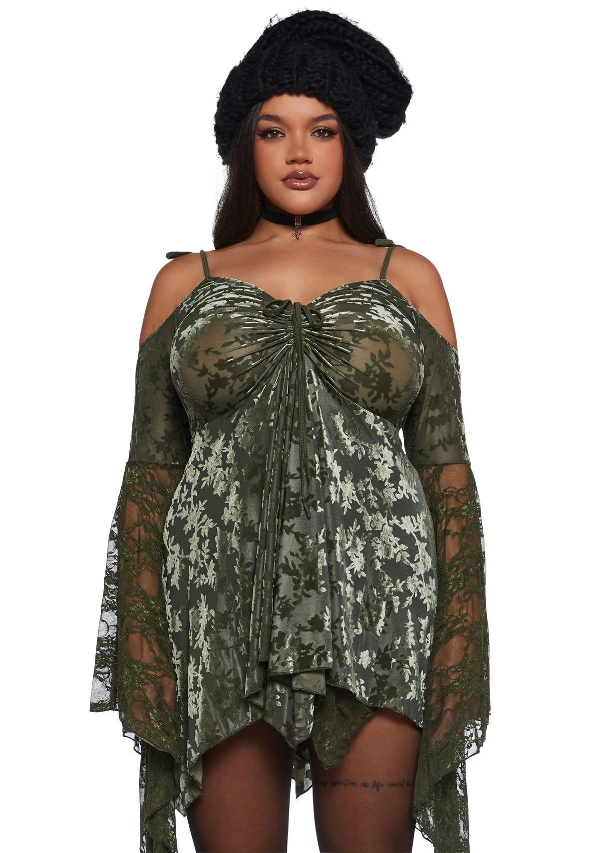 F is For Fairies Handkerchief Dress – Green Velvet Lace