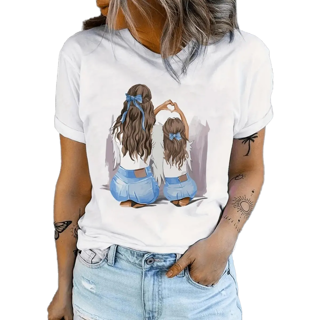 Womens Casual T Shirt White Cotton Blend Relaxed Fit Soft Lightweight Tee Top
