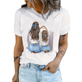 Womens Casual T Shirt White Cotton Blend Relaxed Fit Soft Lightweight Tee Top