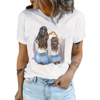 Womens Casual T Shirt White Cotton Blend Relaxed Fit Soft Lightweight Tee Top