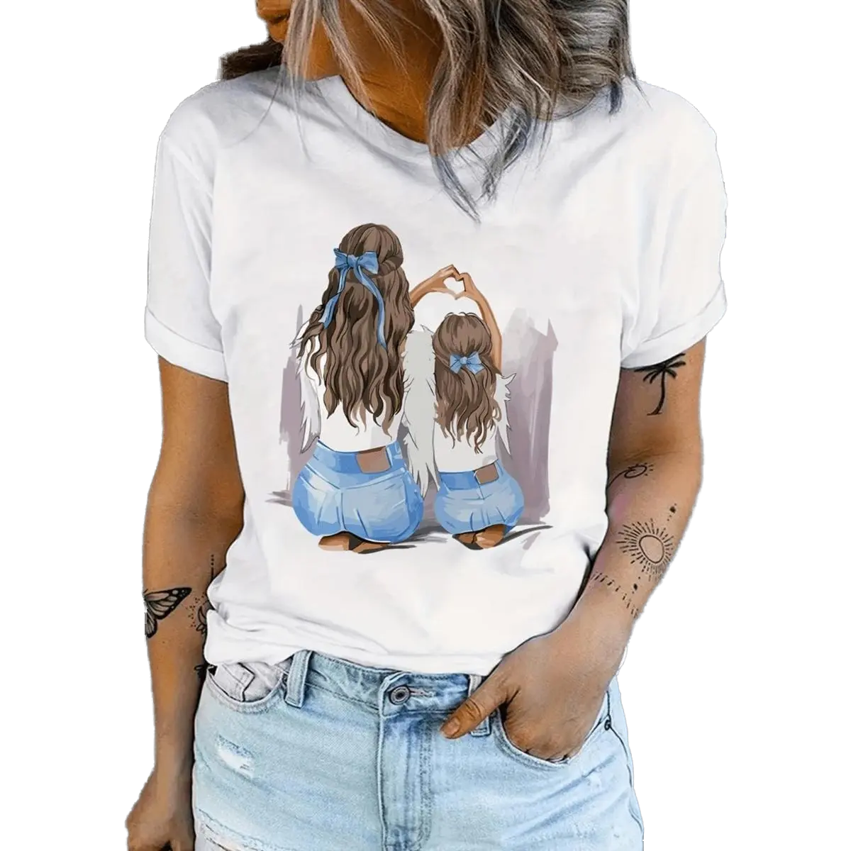 Womens Casual T Shirt White Cotton Blend Relaxed Fit Soft Lightweight Tee Top