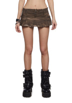 Crossfade Washed Flared Skort – Brown